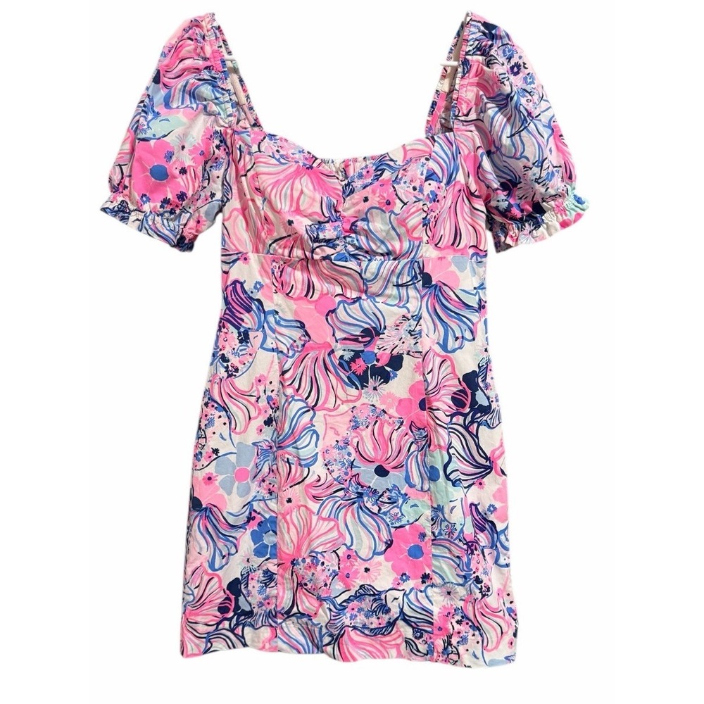 Lilly Pulitzer Keisha Stretch Dress Prosecco Pink "Make A Splash" Women's Size 8